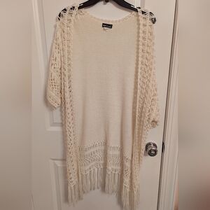 Wet Seal Women's Crochet Beach Cover Up - White/Cream Size Medium